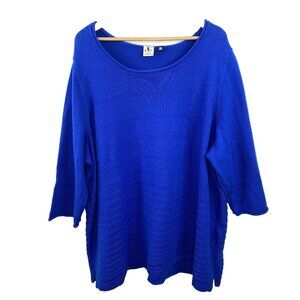 d/C Jeans Sweater Womens Plus Size 5X Blue 100% Cotton Knit 3/4 Sleeve Pullover